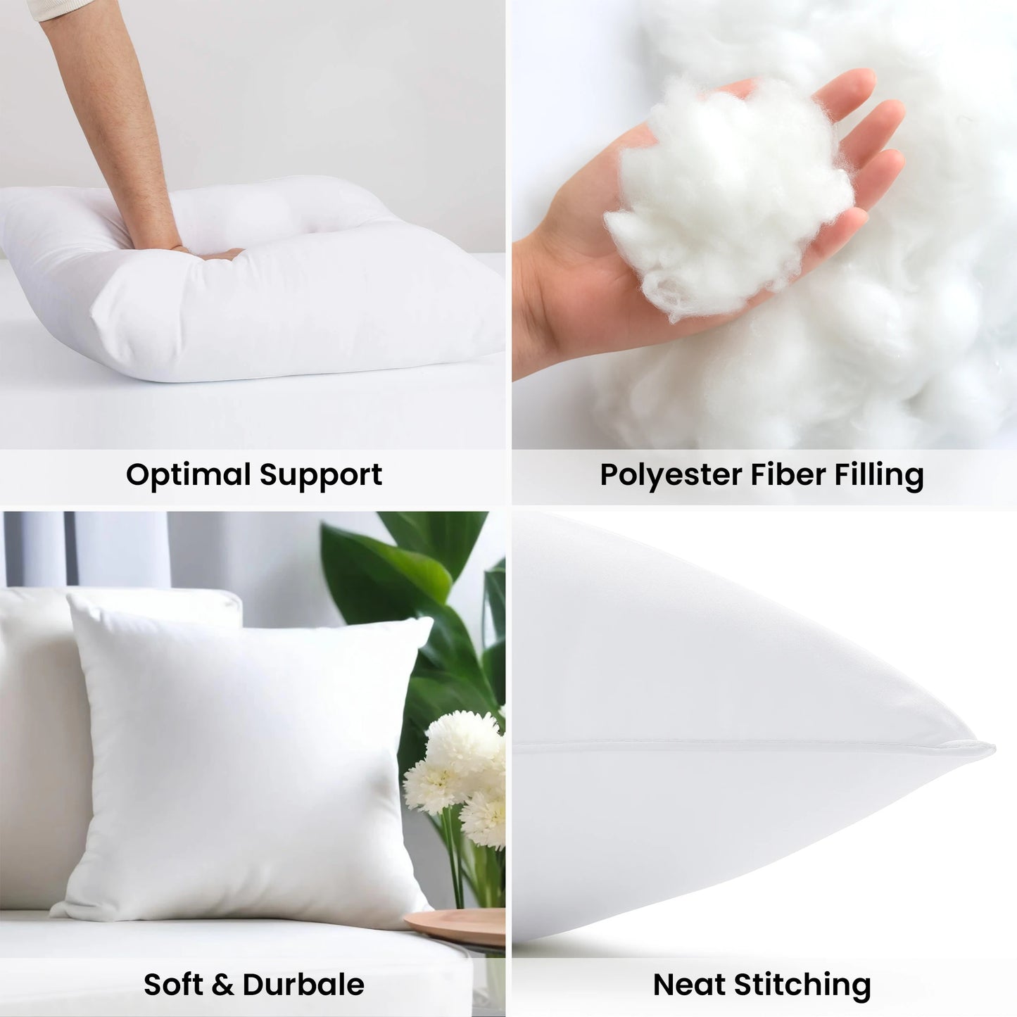 LDC Lux Decor Collection Throw Pillow Inserts 4 Soft Cushions