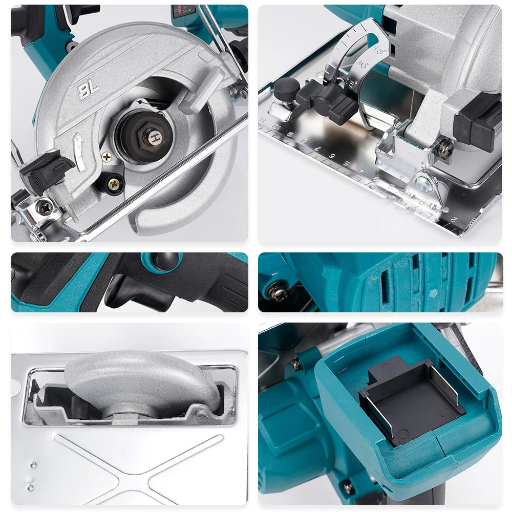 Brushless Electric Circular Saw 5 Inch 125mm Cordless Woodworking Cutting Power Tool For Makita 18V Battery