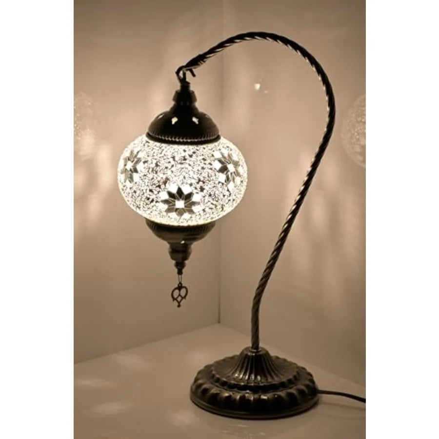 Turkish Mosaic Glass Swan Neck Lamp Bedside Tiffany Style
