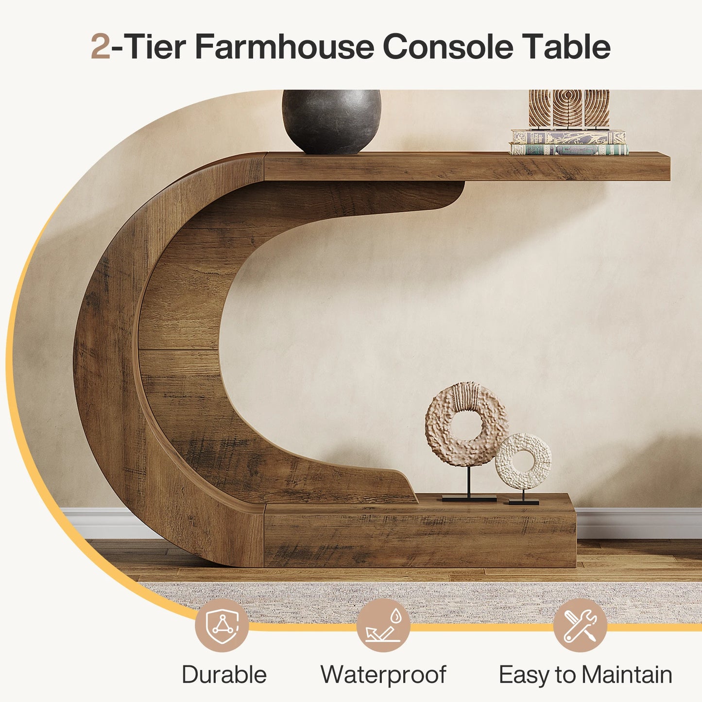 Tribesigns Mid Century Modern Oval Console Table