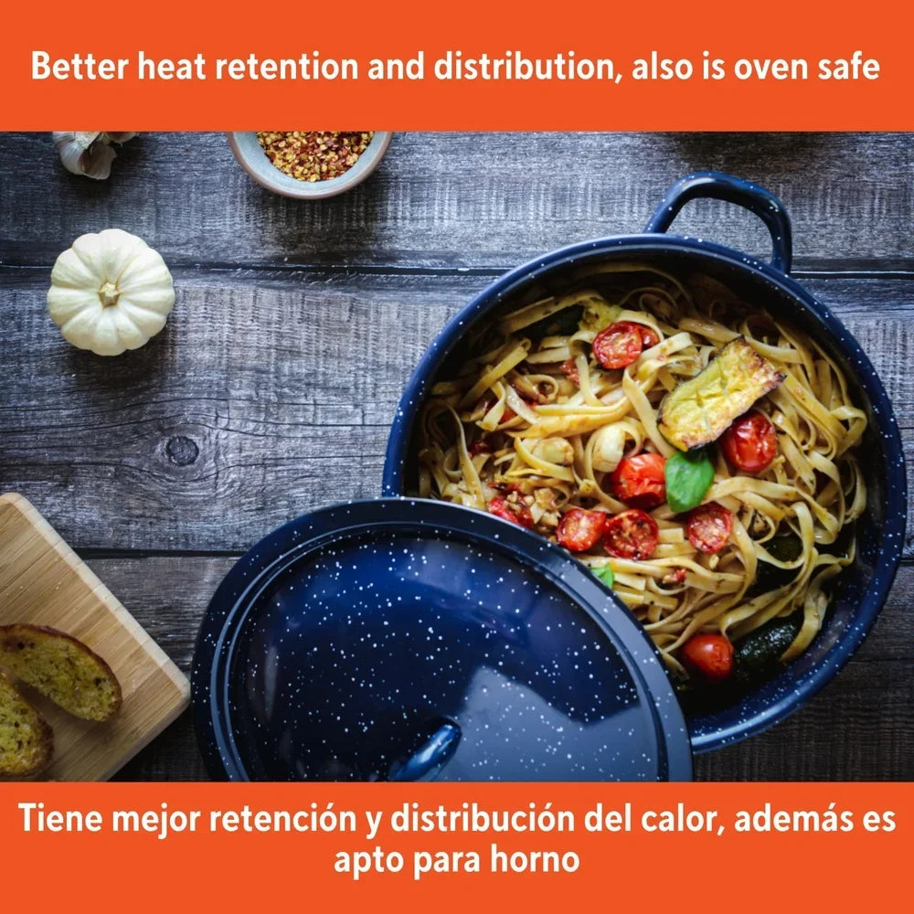 Enamel Stock Pot Durable Metal Oven Safe With Double Handles