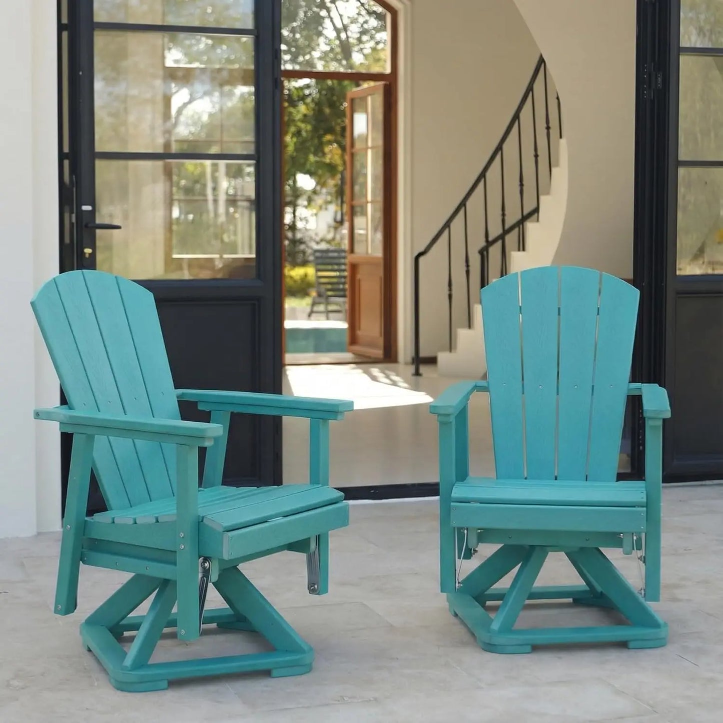 HDPE Swivel Glider Chair Outdoor Weather Resistant Adirondack Rocker