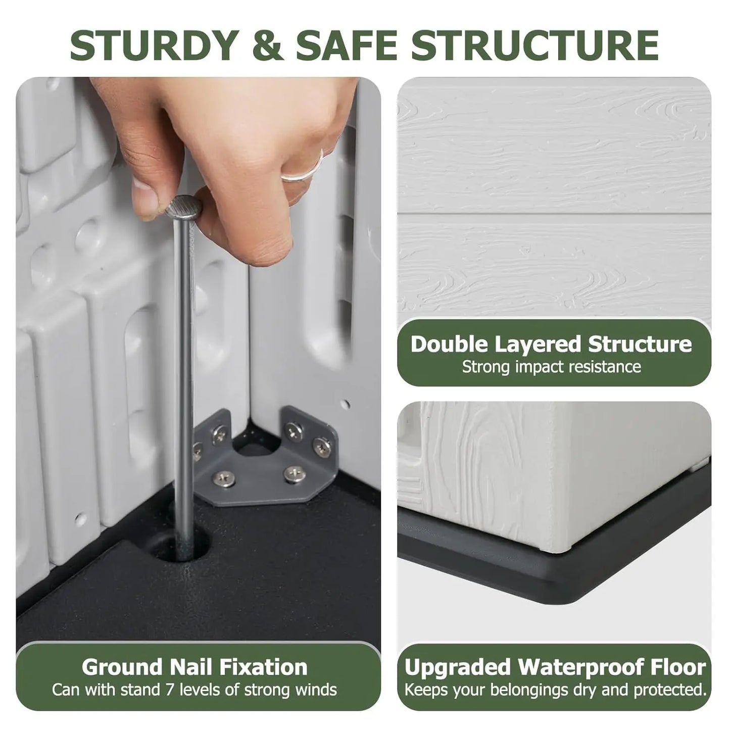 Waterproof Portable Horizontal Resin Outdoor Storage Cabinet For Yard Gear