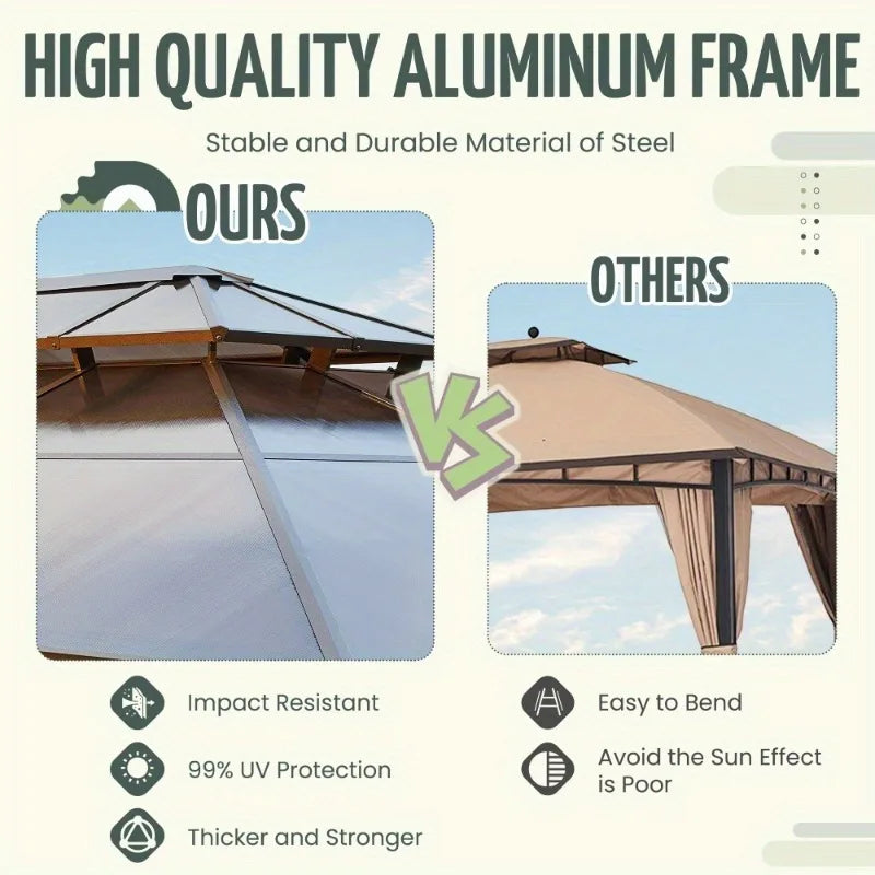 Hardtop Carport Gazebo With Durable Aluminum Frame For Backyard Patio