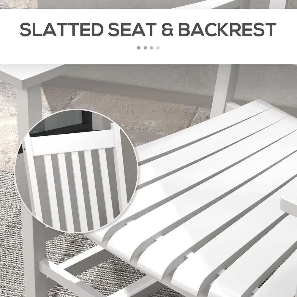 Two Piece White Wooden Outdoor Rocking Chair Set