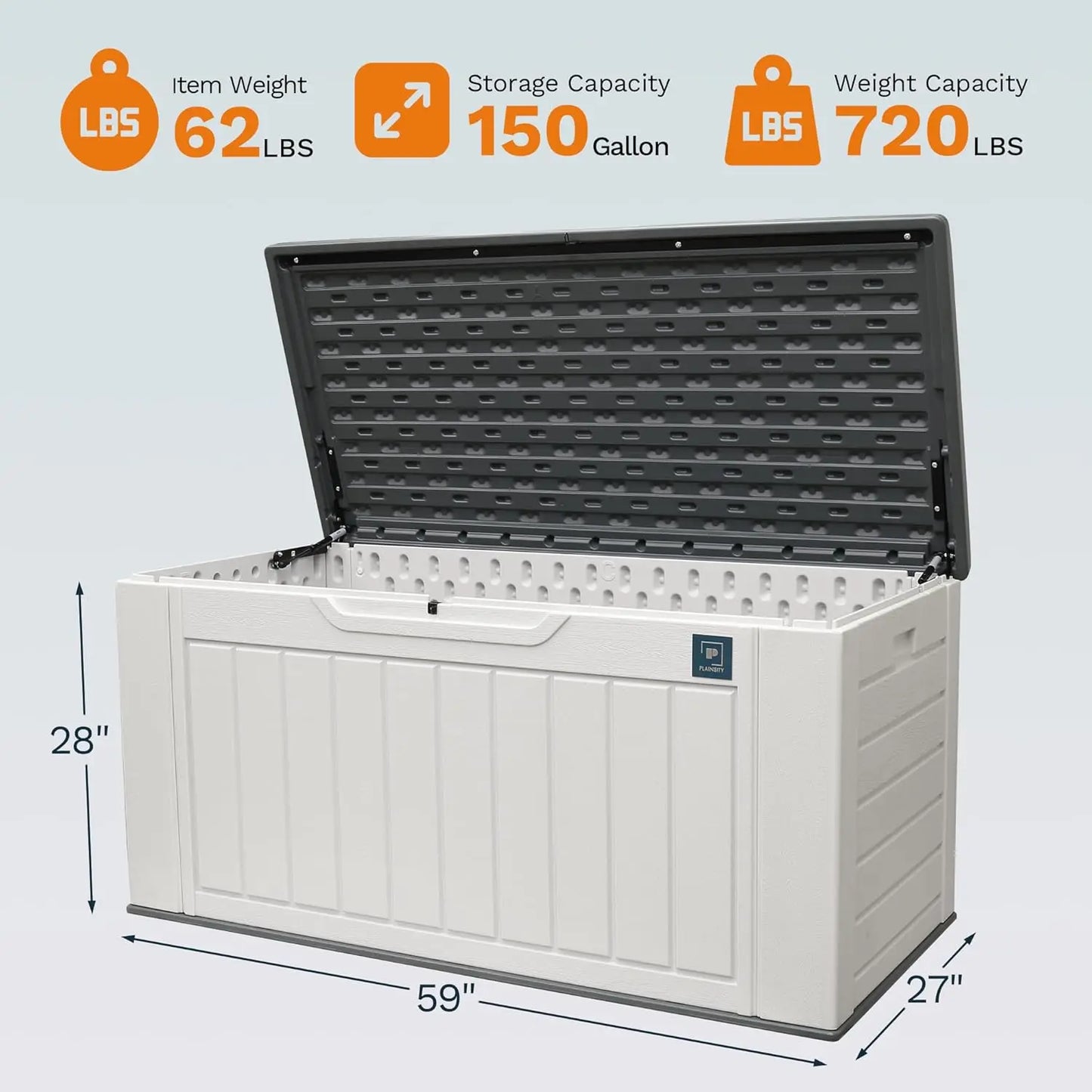 Waterproof Resin Deck Box Outdoor Storage 230 Gal Rubber Plastic