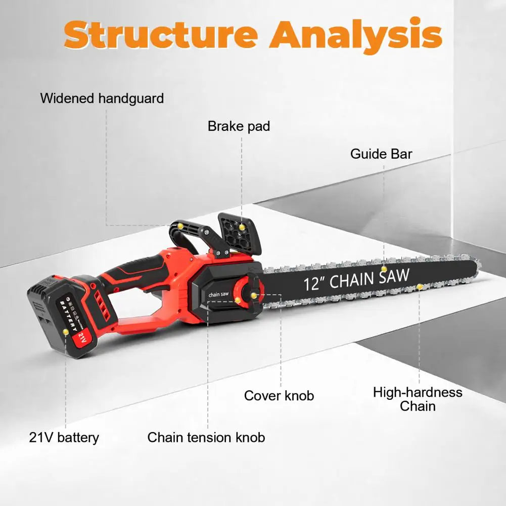 Cordless Mini Electric Chainsaw With 2 Batteries And Charger
