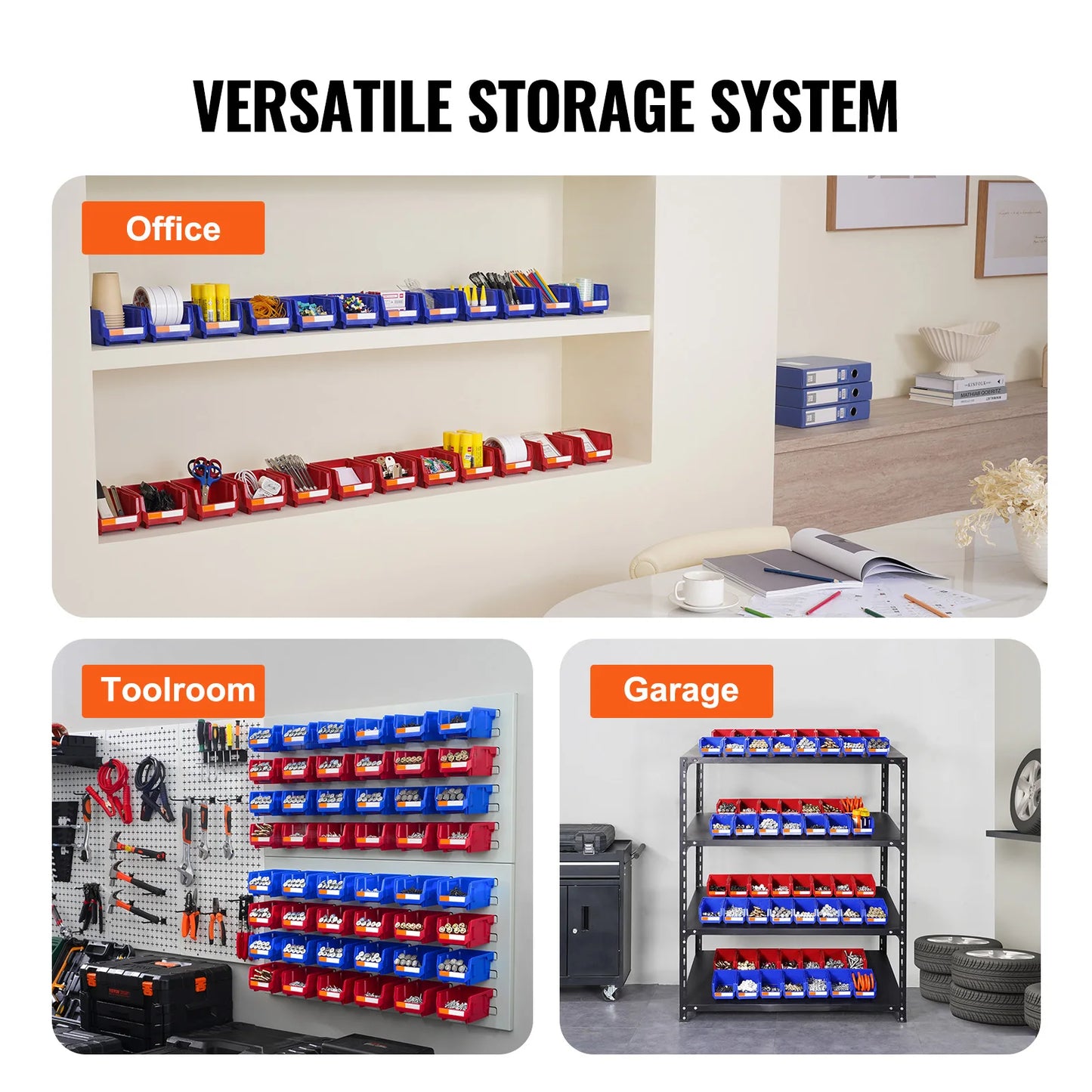 SucceBuy 24 Pack Stackable Storage Bins Organizer For Garage