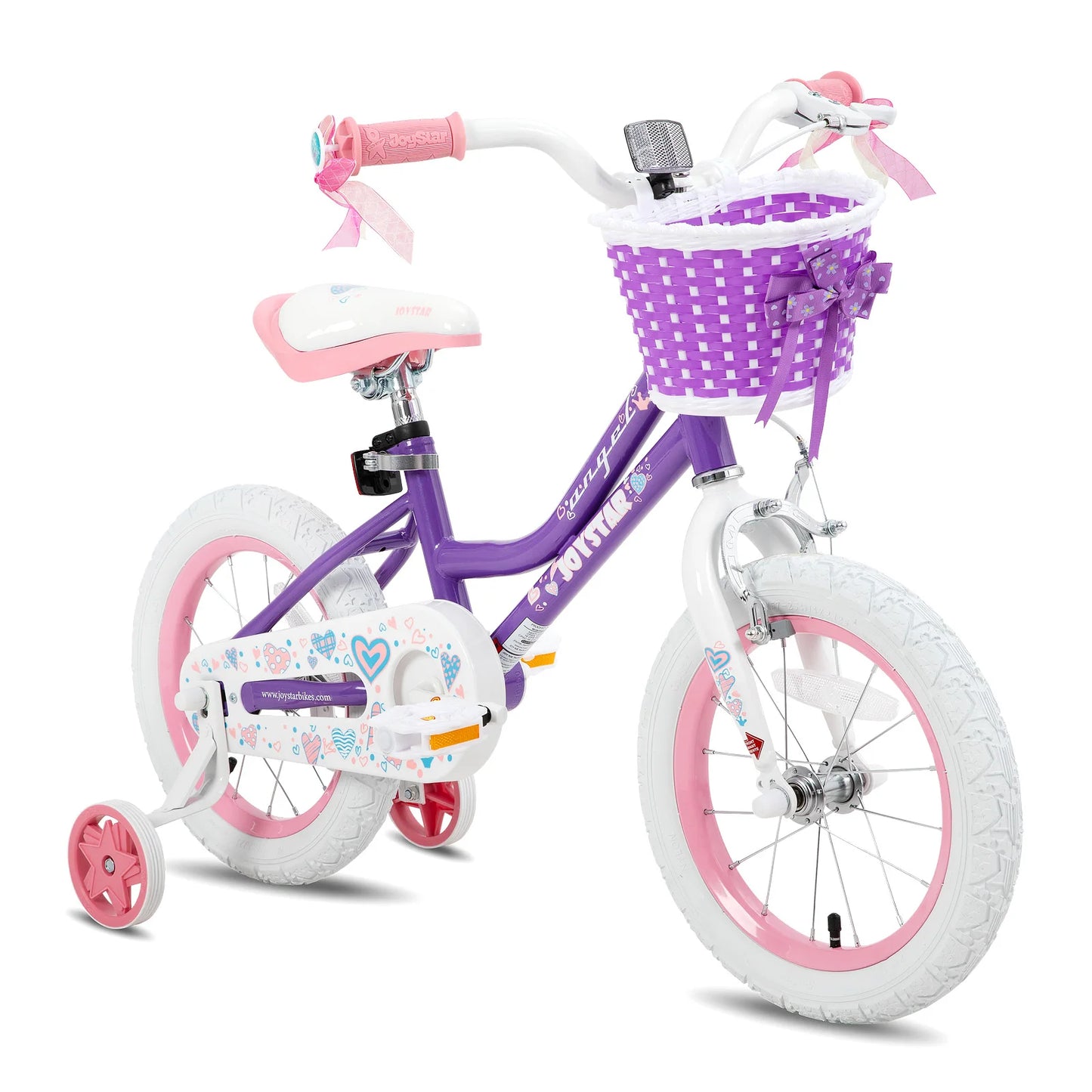 Joystar Kids Bike With Basket Training Wheels Rear Pedal Brake