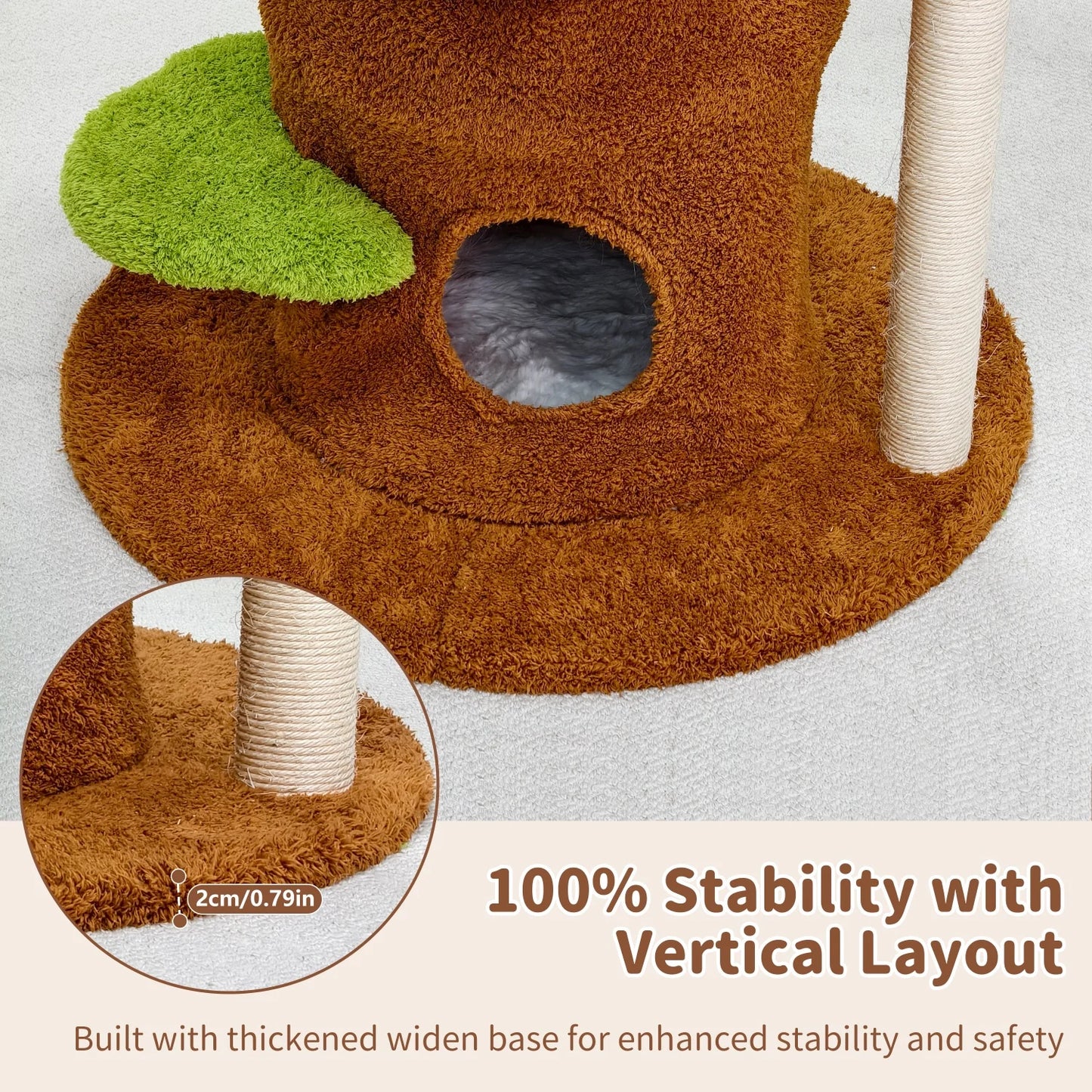 187CM Tall Indoor Cat Tree Tower Large Vibrant Green Cat Climbing Tree Activity Tower Crown-shaped Perch Plush Stairs Cat Condo