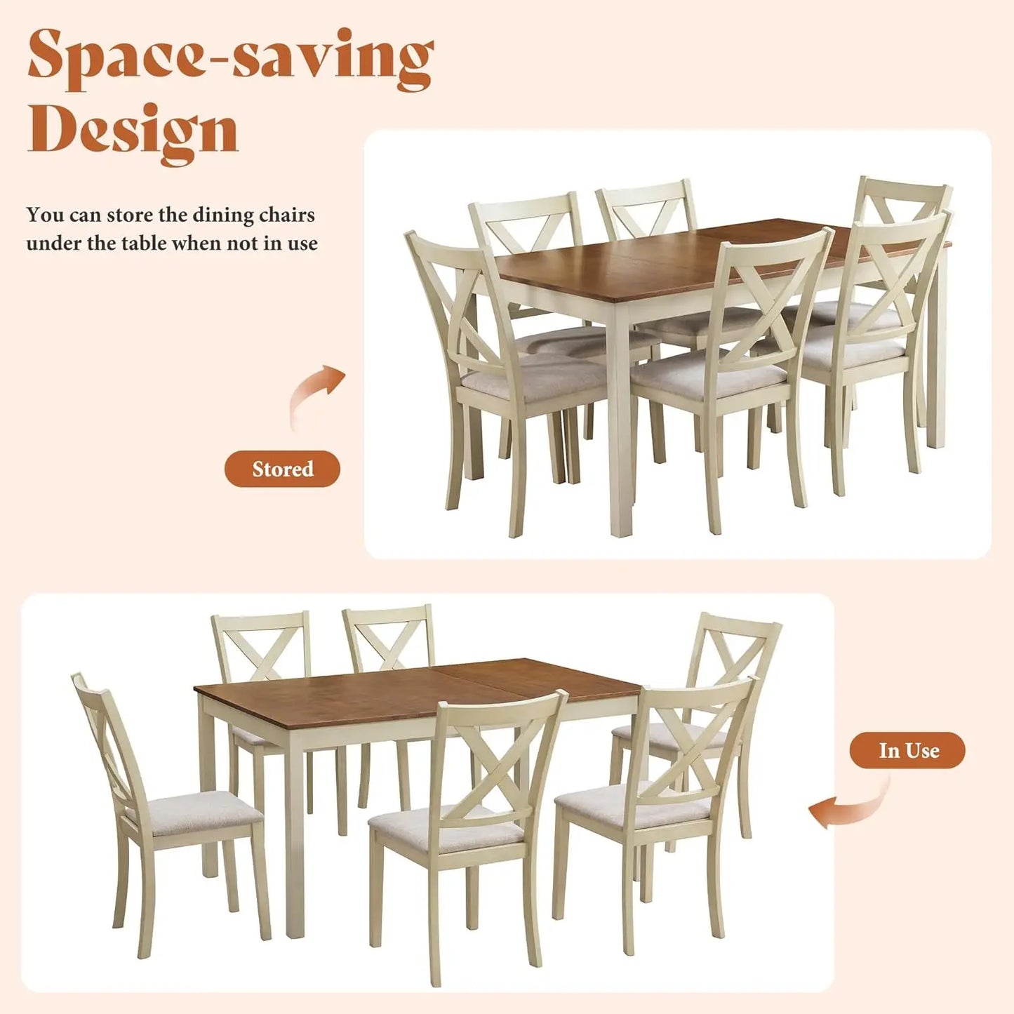 Solid Wood Dining Table Set With Upholstered Chairs
