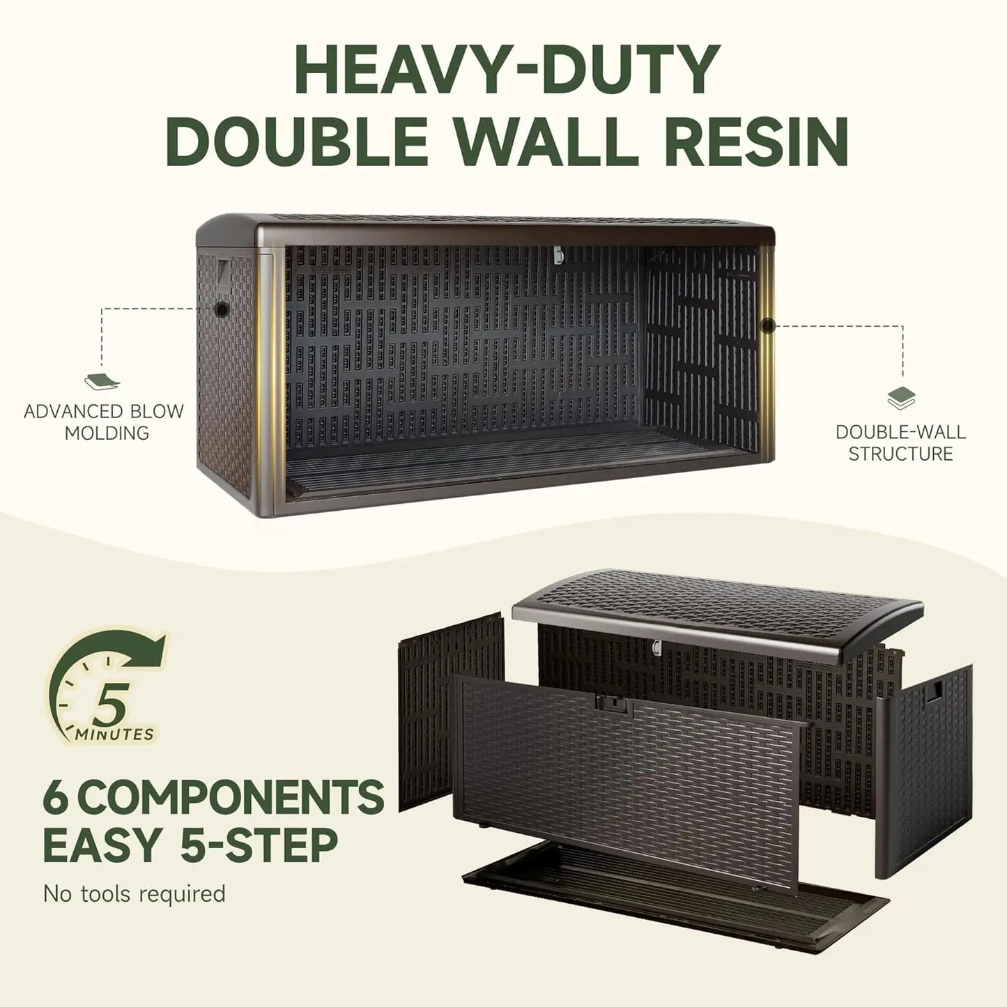 Lockable UV Resistant Resin Deck Storage Box For Patio Garden