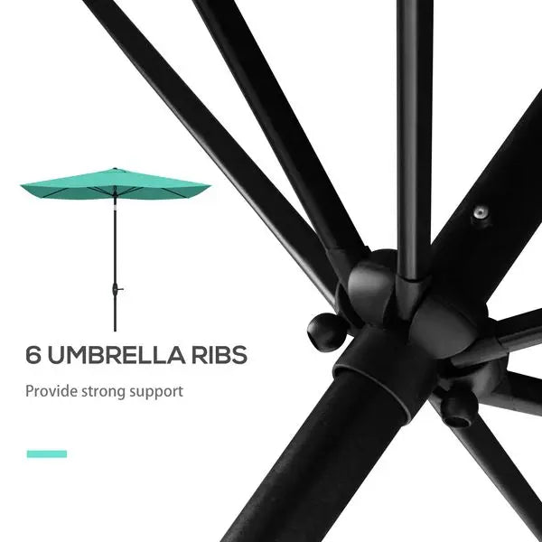Rectangular Patio Market Umbrella With Crank Push Button Tilt