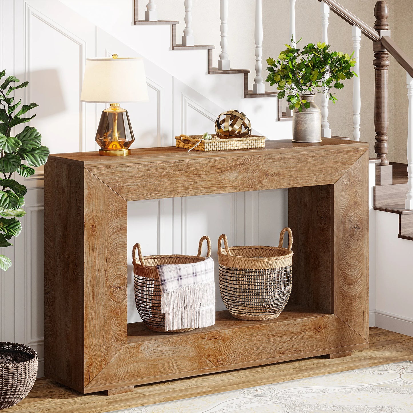 Tribesigns Antique Wooden Farmhouse Console Table With Storage