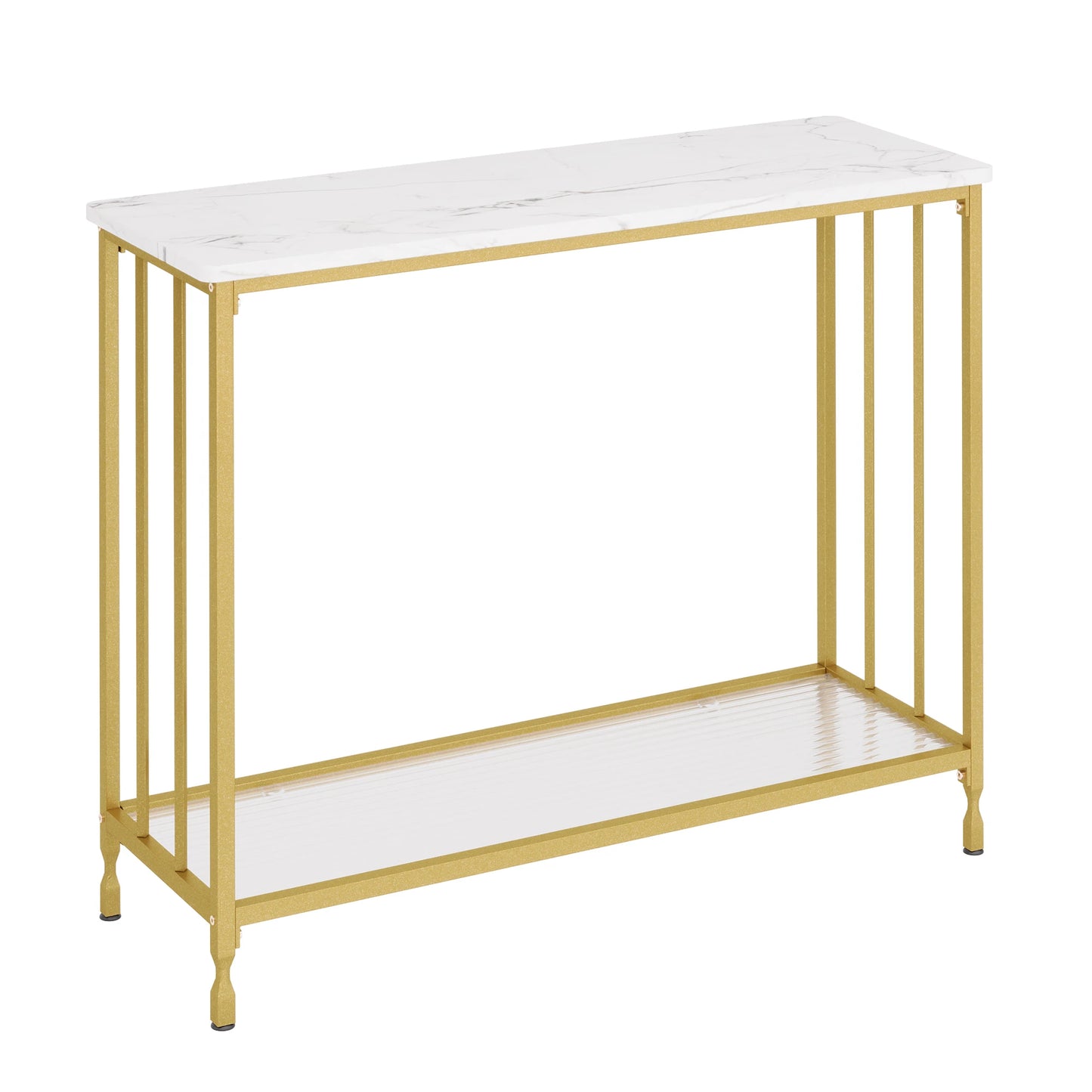 HobbyLane Console Table With Glass Shelf Metal Frame For Hallway
