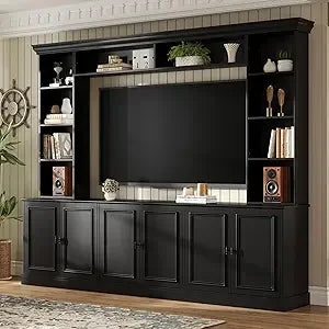 RBXC Modern TV Stand With 6 Doors And Adjustable Shelves
