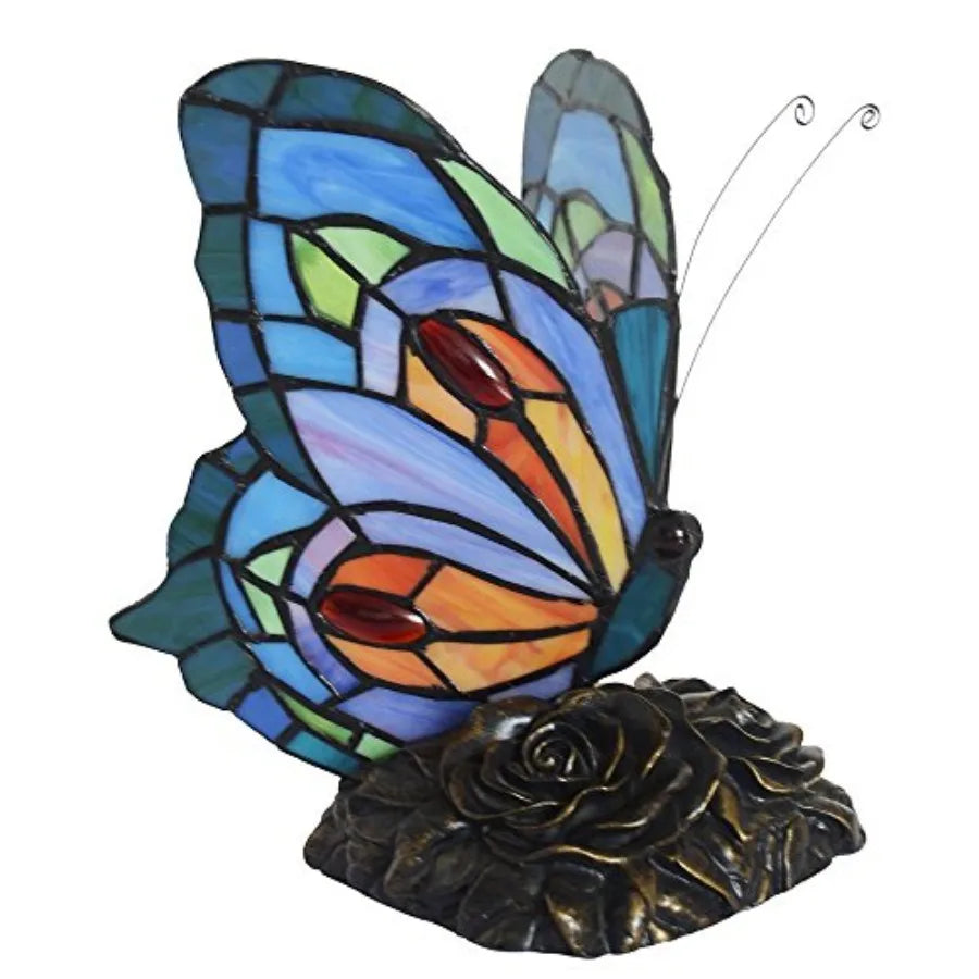 L10040 Butterfly Tiffany Style Stained Glass Accent Table Lamp