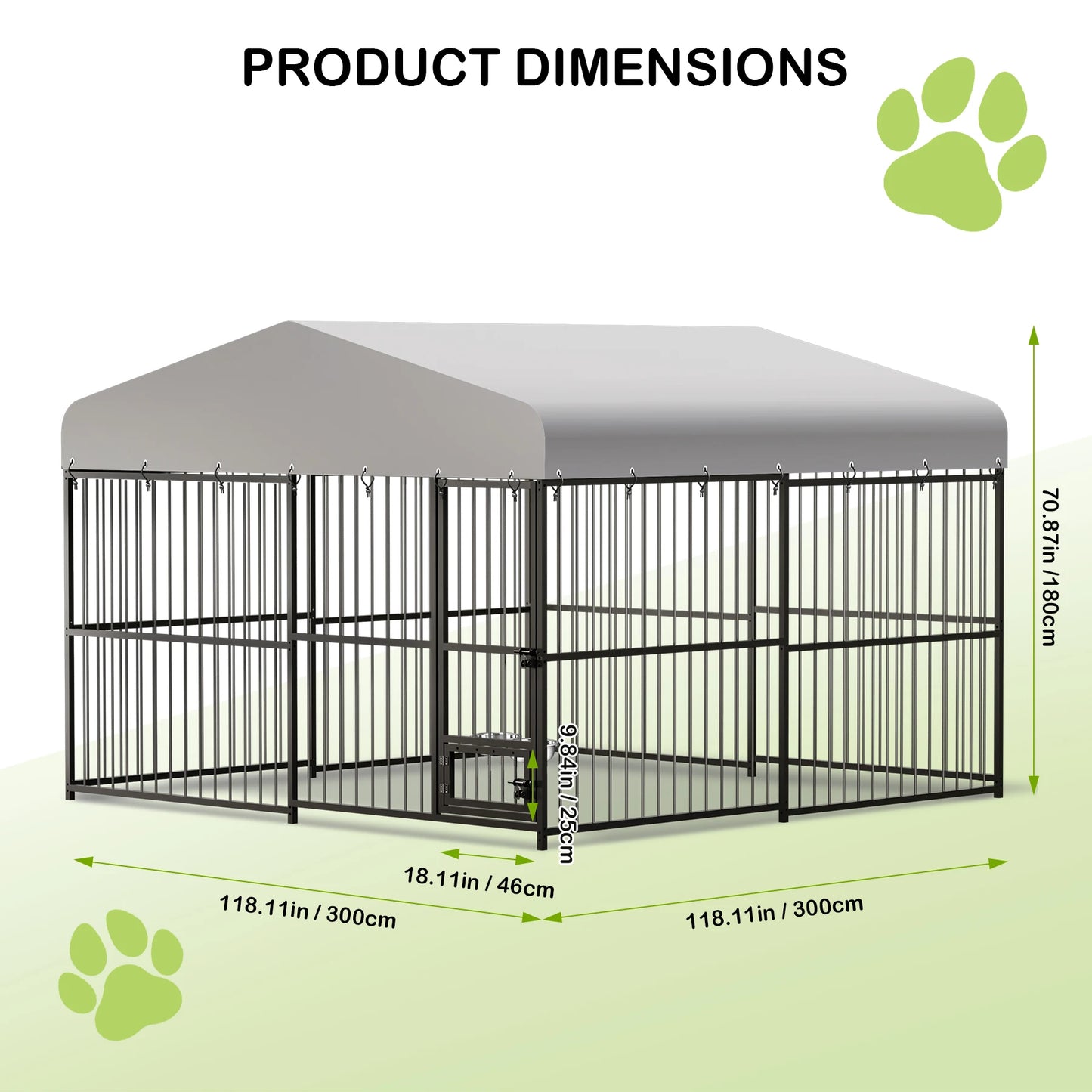 TWISTER.CK Outdoor Heavy Duty Dog Kennel Walk In Playpen With Roof