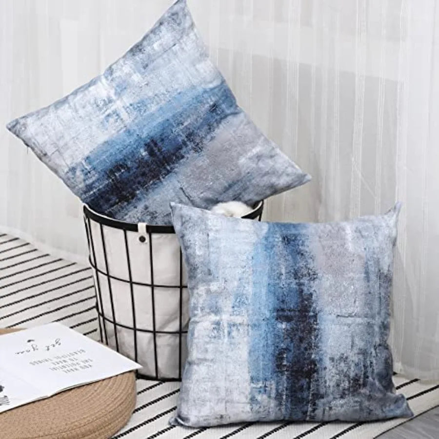 Abstract Art Pillow Cover Knit Faux Fur Cushion Modern Decor