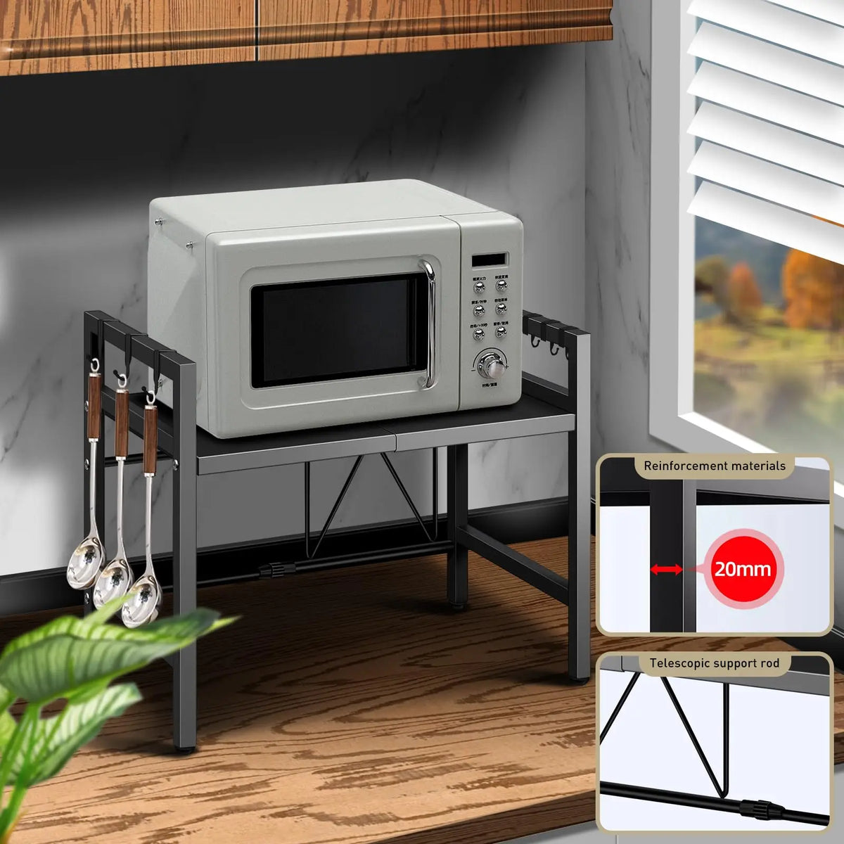 Expandable Kitchen Microwave Shelf Organizer Storage Rack
