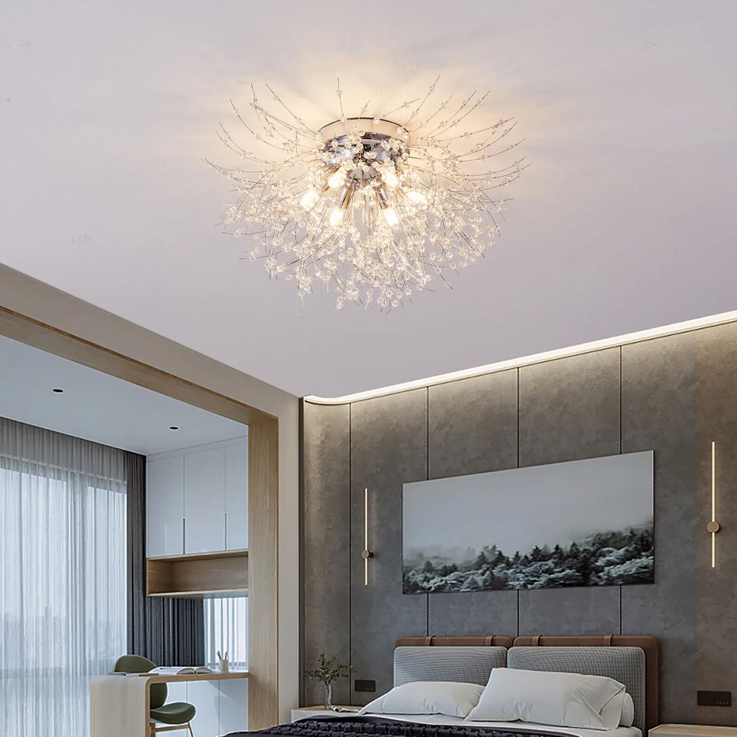 Led Flush Mount Ceiling Light Fireworks Chandelier G9 Base 110V