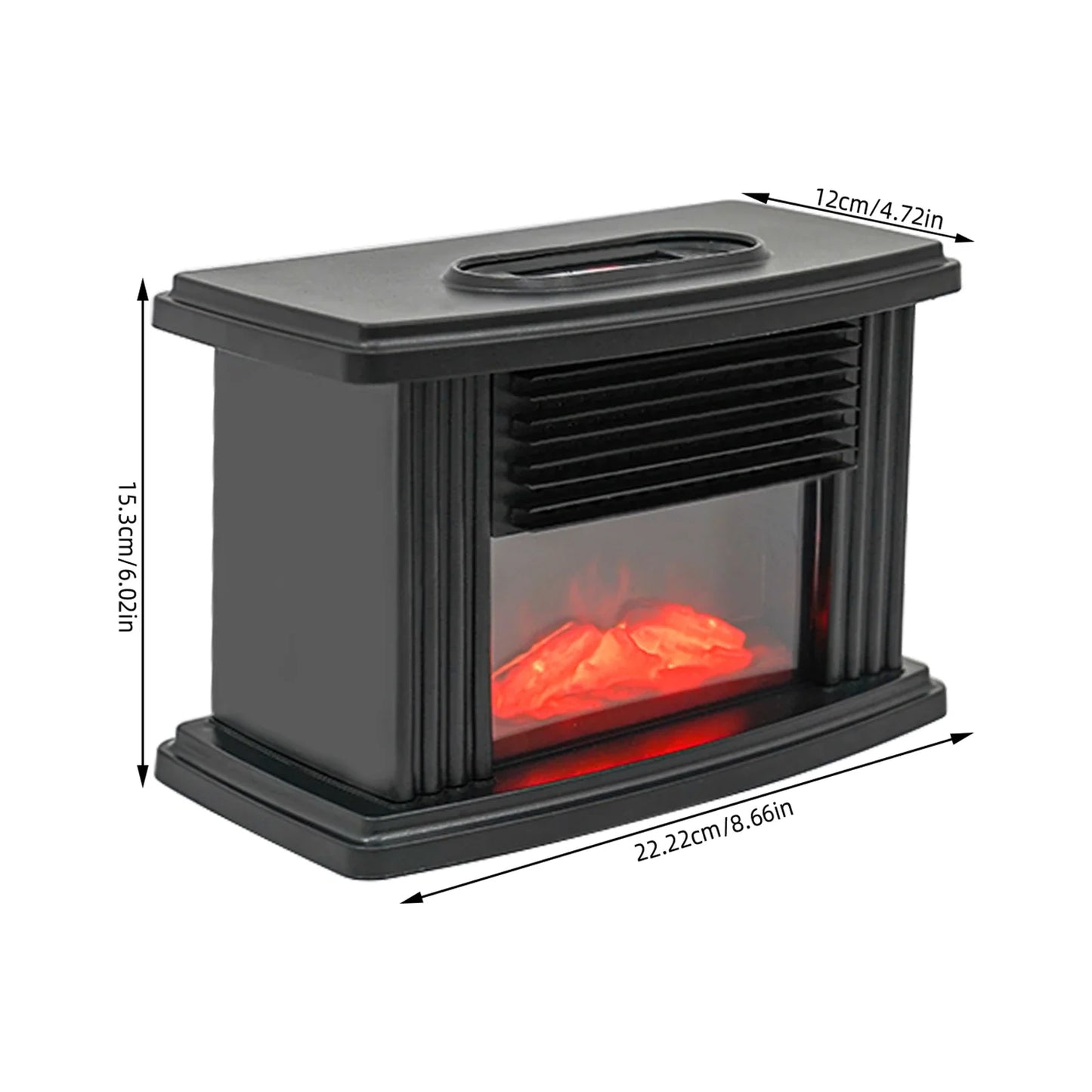 1000W Infrared Electric Fireplace Heater With 3D Flame Effect Adjustable