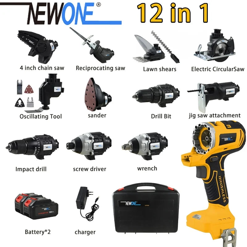 NEWONE 12-in-1 18V Brushless Multi Tool Jig Saw Oscillating Tool