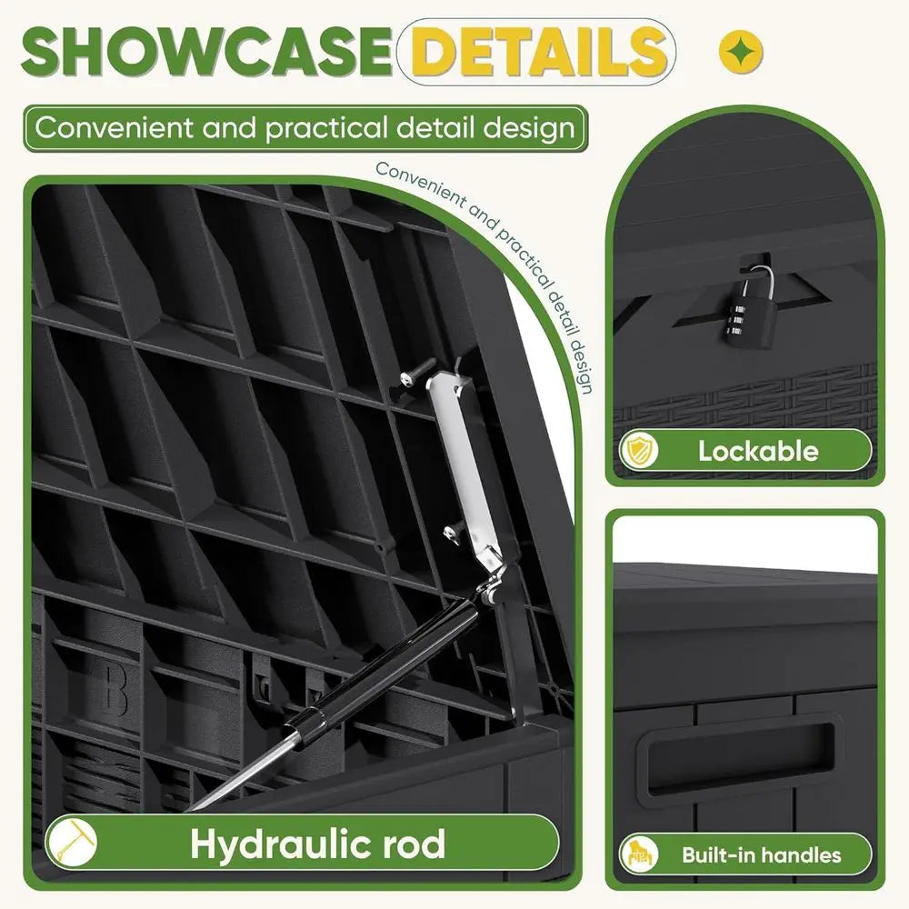 Outdoor Storage Box With Lock Waterproof UV Resistant Lid