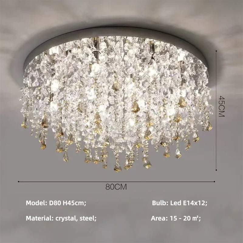 SaloEElaitte Crystal LED Ceiling Light Modern Living Room Lamp