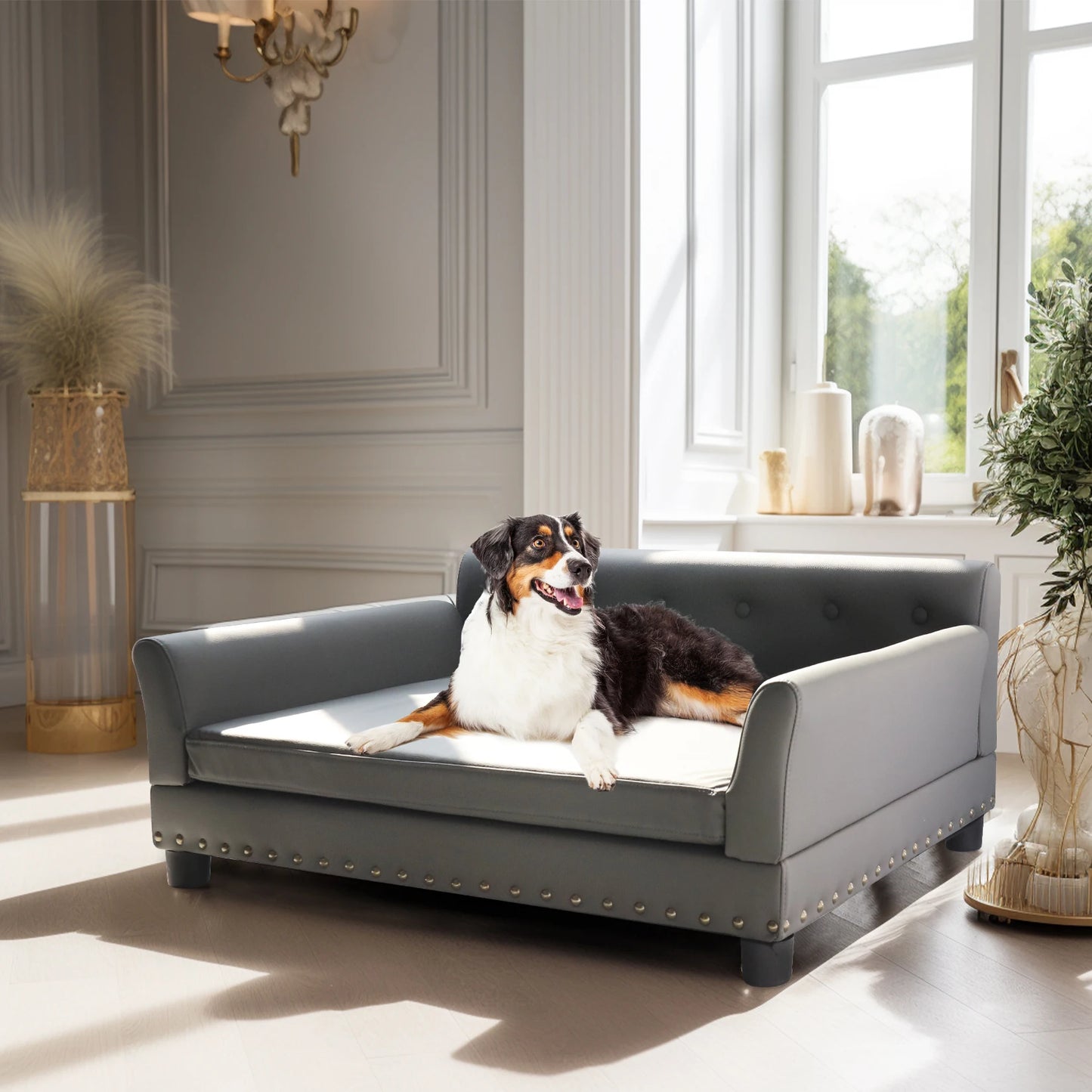 BINGOPAW Elevated Rectangle Dog Bed for Medium and Large Dogs