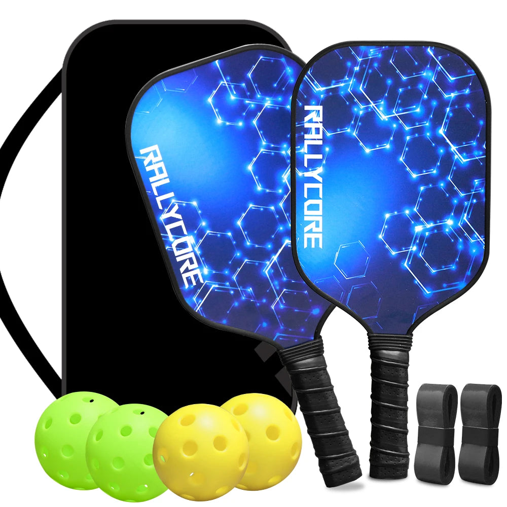 Pickleball Paddles Set of 2 with 4 Balls Carry Bag Premium Honeycomb Core Paddles for Indoor Outdoor Play for Adults andYouth