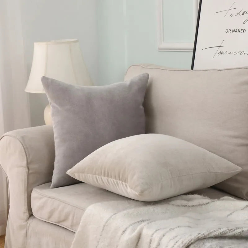 Pack Of 2 Solid Velvet Pillow Covers For Sofa Decor