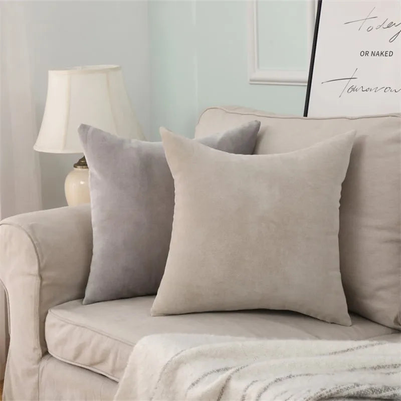 Pack Of 2 Solid Velvet Pillow Covers For Sofa Decor