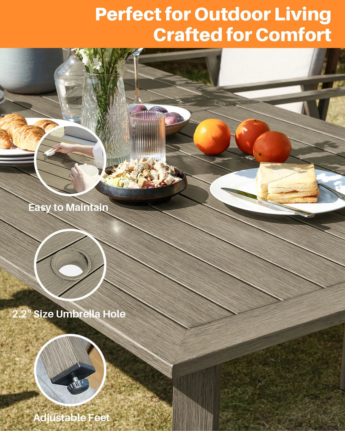 SeeHill 9 Piece Patio Swivel Dining Set With Aluminum Table