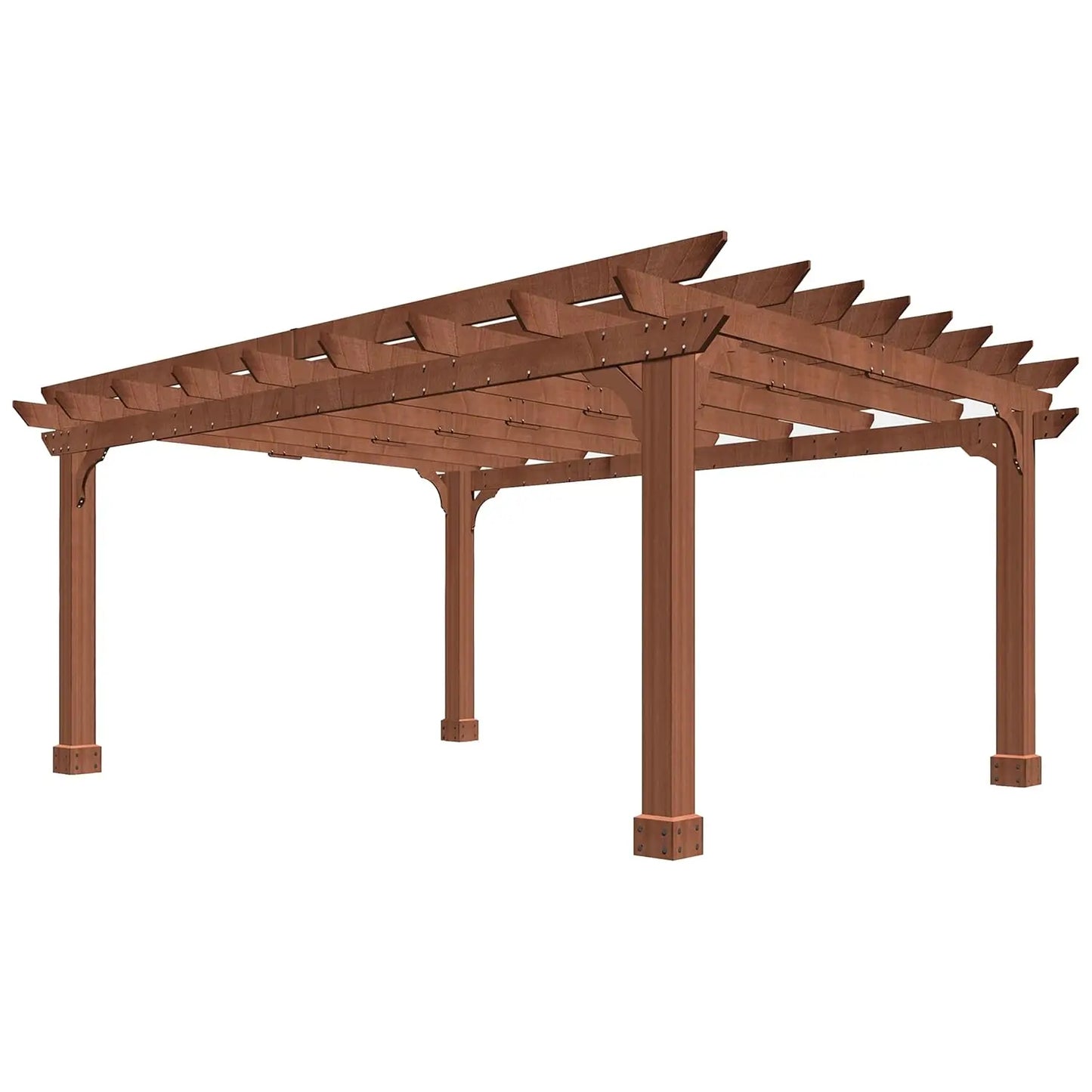 Cedar Wood Pergola Gazebo With Flat Top Ground Stakes Backyard