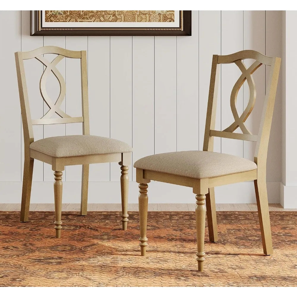 MOYU Upholstered Wood Dining Chairs Set Of 2 With Cross Back Gourd Shaped Leg
