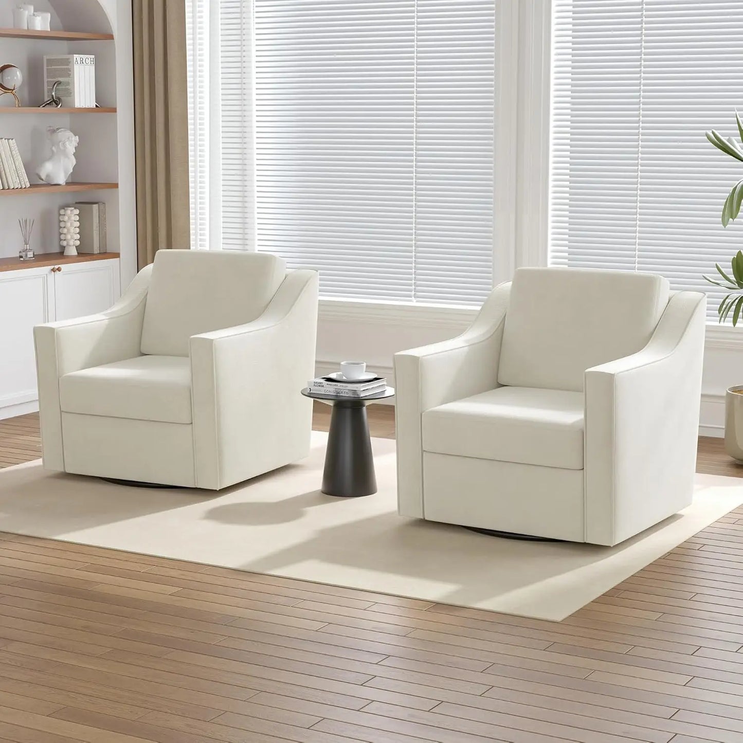 Upholstered Club Armchairs Set of 2 Chenille Fabric