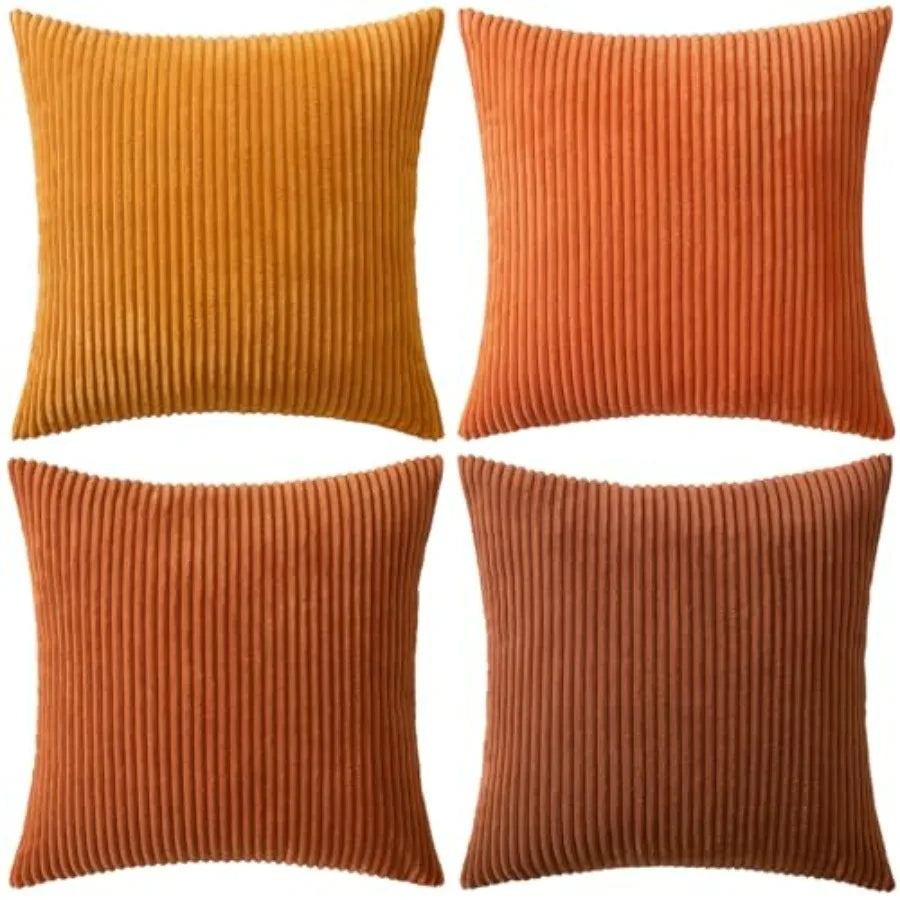 Boho Farmhouse Throw Pillow Covers 4 Pack Corduroy Cushion Covers For Couch
