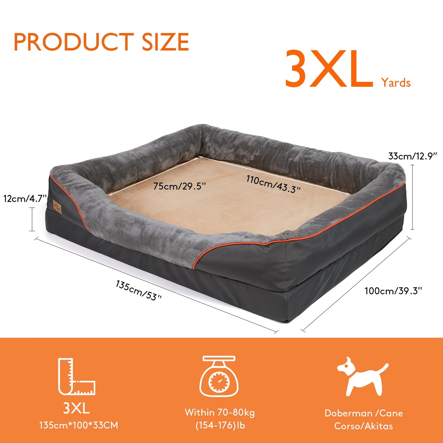 BINGOPAW Dog Bed Removable Washable Cover Anti Allergy Waterproof