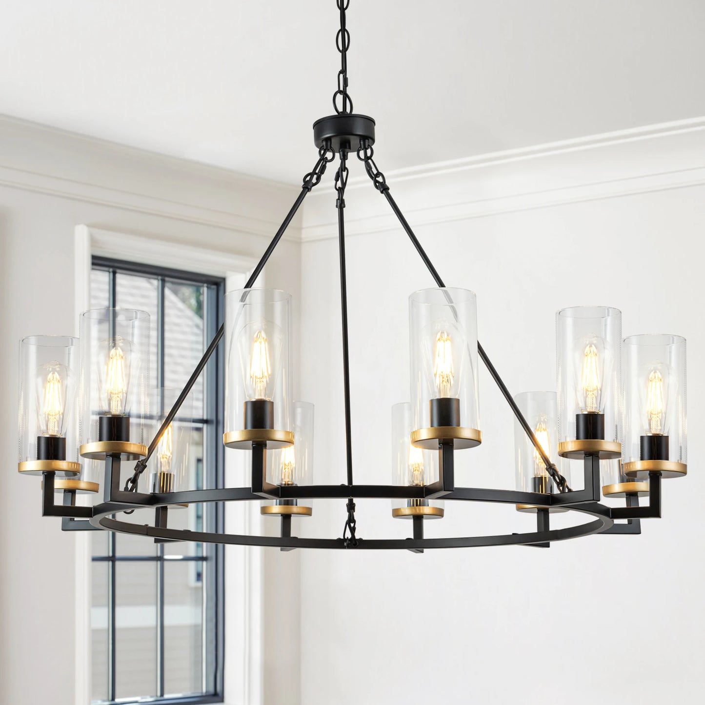 Glass Chandelier Twelve Lights Rustic Design Living Room Foyer Decor