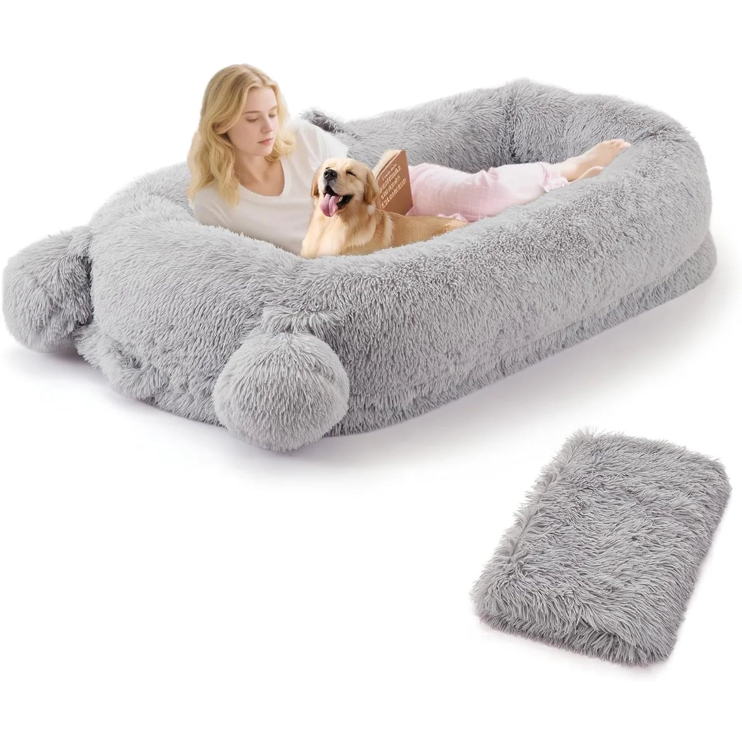 HiMISS Adult Dog Bed With Removable Cover And Blanket