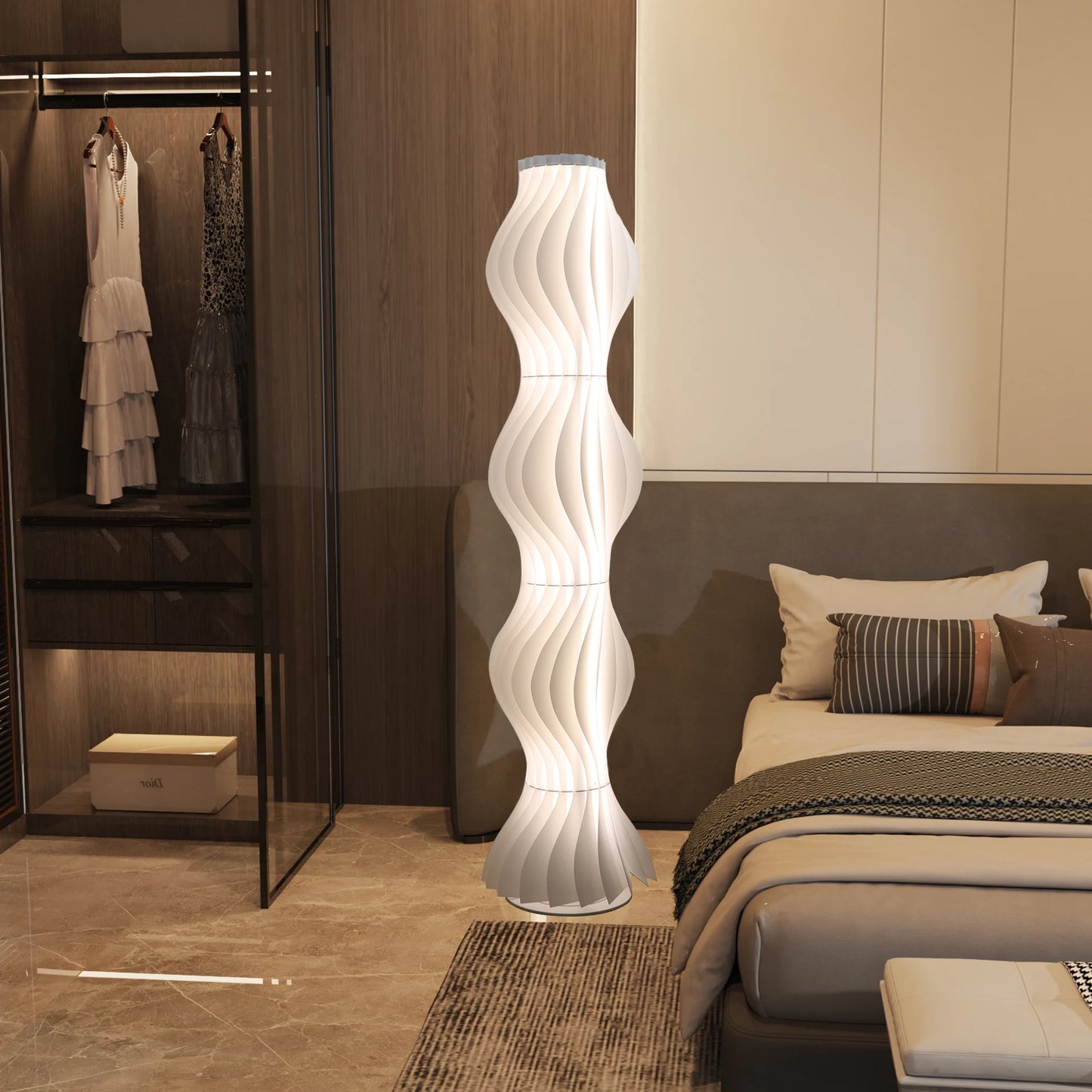 Floor Lamp With Pleated Shade Nordic Style For Living Room