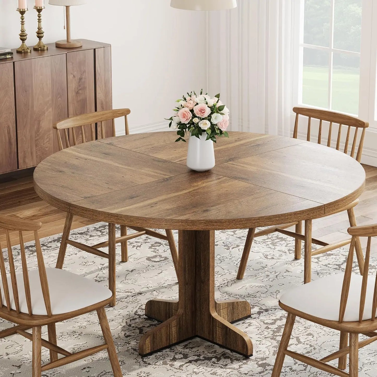 Studyset Round Dining Table Four Farmhouse Stable Base