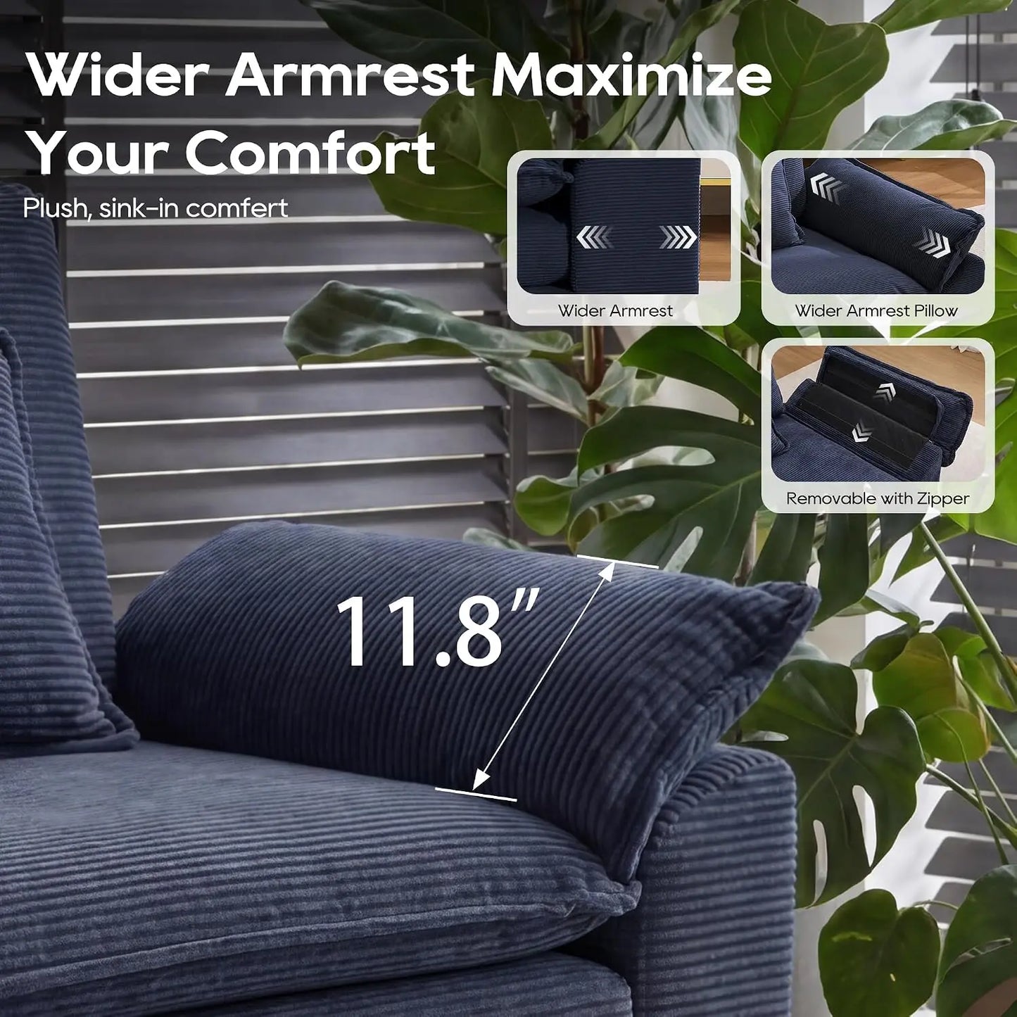 Oversized Modular L-Shaped Cloud Couch With Ottoman And Pillows