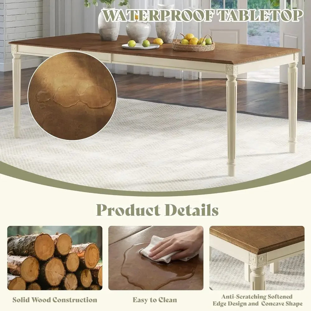 Armhouse Solid Wood Dining Table Set With Upholstered Chairs