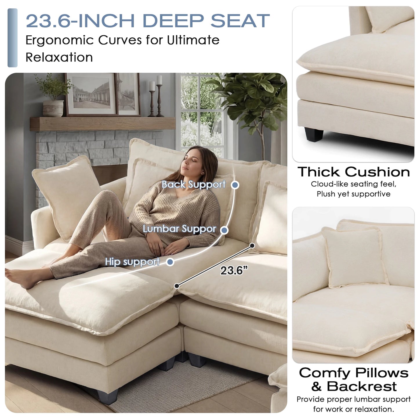 Redlife Premium Modular Sectional Sofa With Ottoman