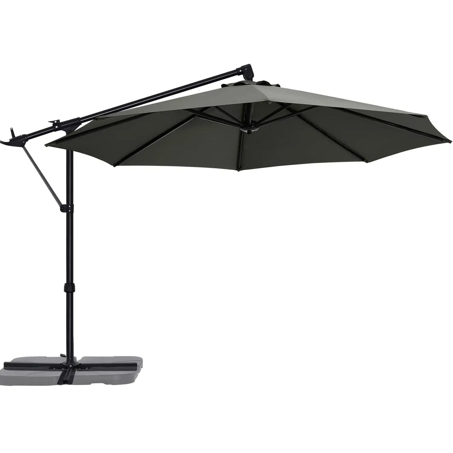 Cantilever Patio Umbrella With Base Stand and Offset Hanging, 360 Rotation Tilt