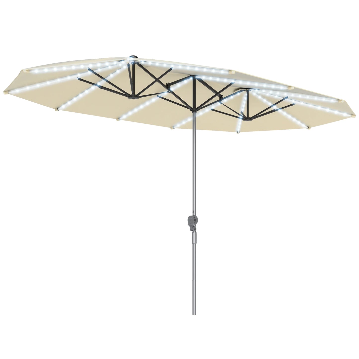 Outdoor Patio Umbrella With Built In Solar Lights UPF50Plus