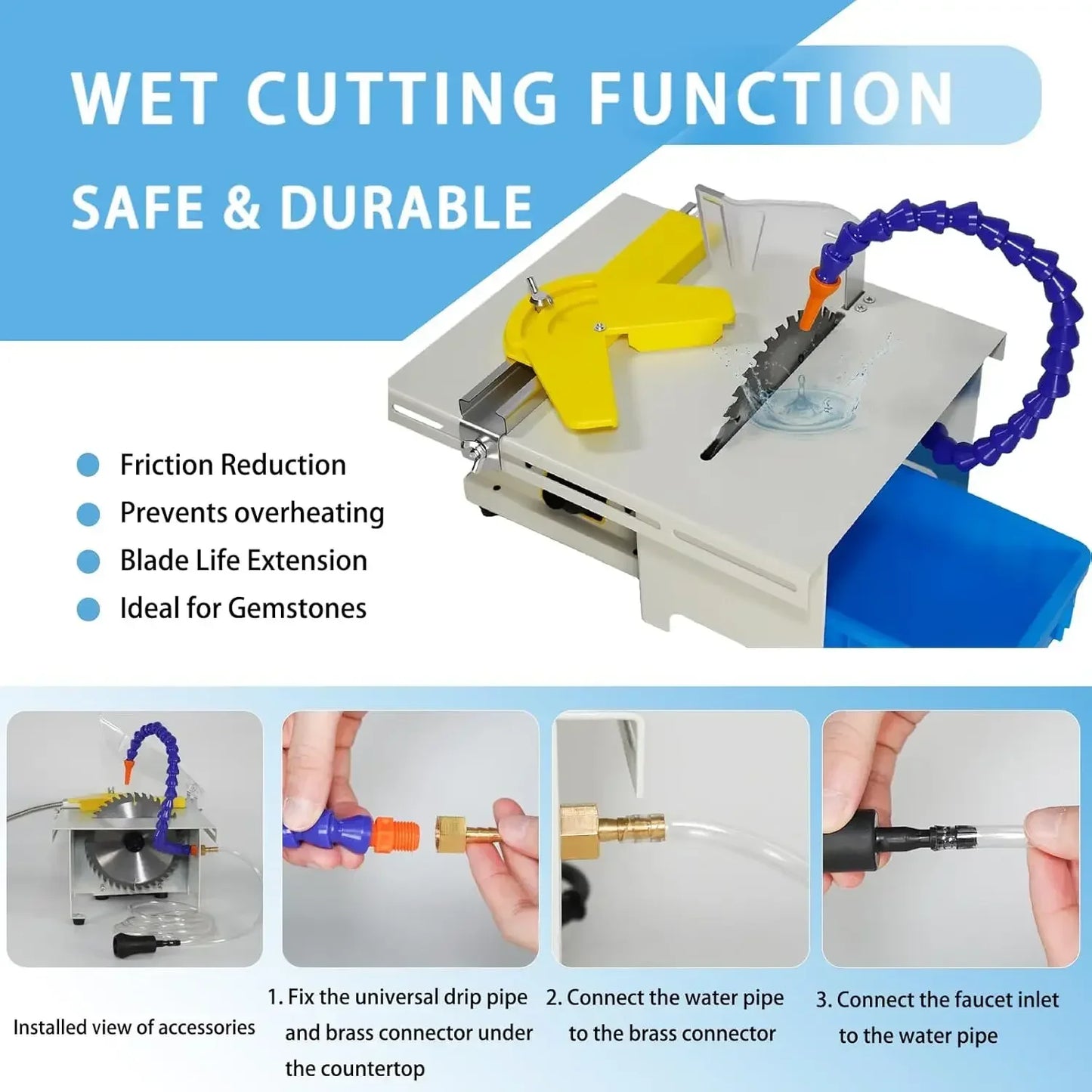 750W Lapidary Rock Saw For Jewelry Gemstone Cutting And Polishing