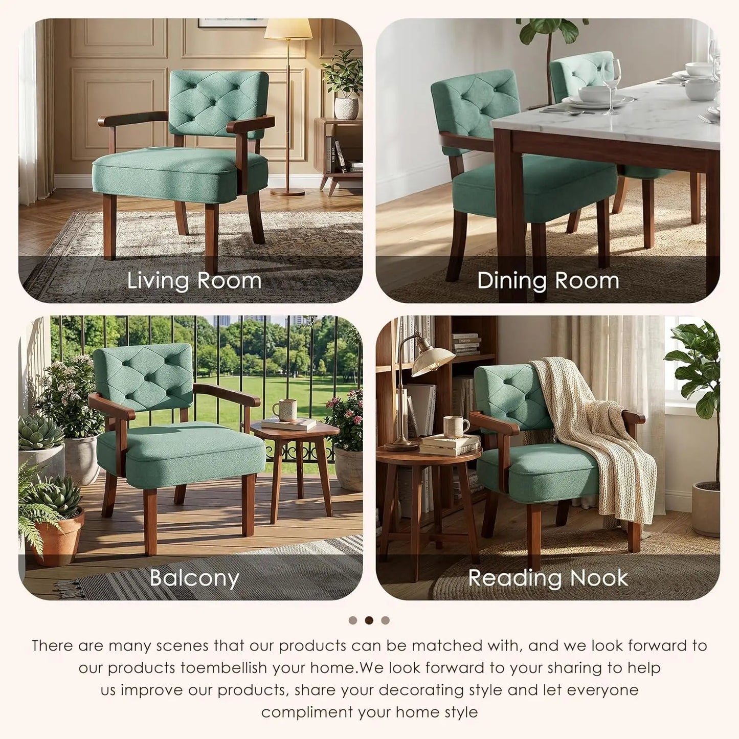 Oversized Upholstered Armchair Set Tufted Back Cushioned Wood Frame TwoPieceSet